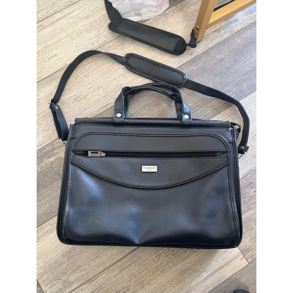 US Luggage New‎ York Black Faux Leather Briefcase Messenger Bag Shoulder Strap